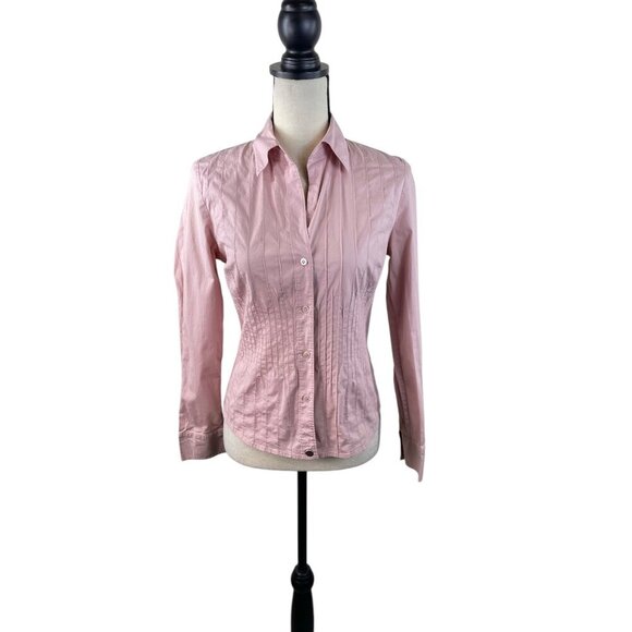 Ted Baker Pleated Button Front Long Sleeve Light Pink 2 - Picture 1 of 10